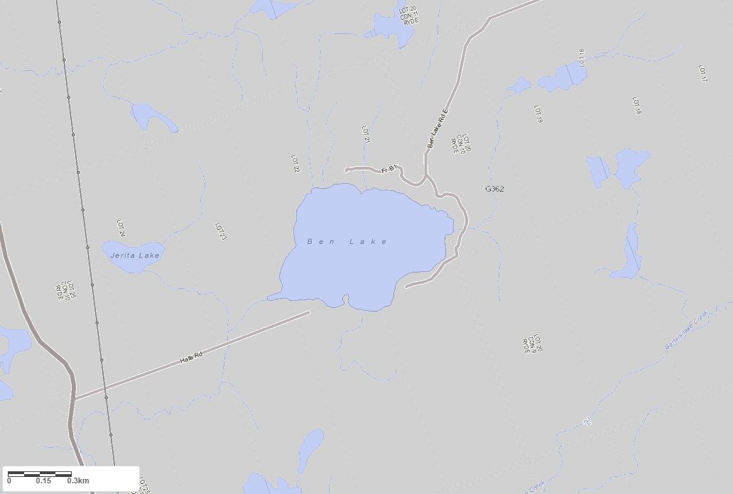 Crown Land Map of Ben Lake in Municipality of Gravenhurst and the District of Muskoka